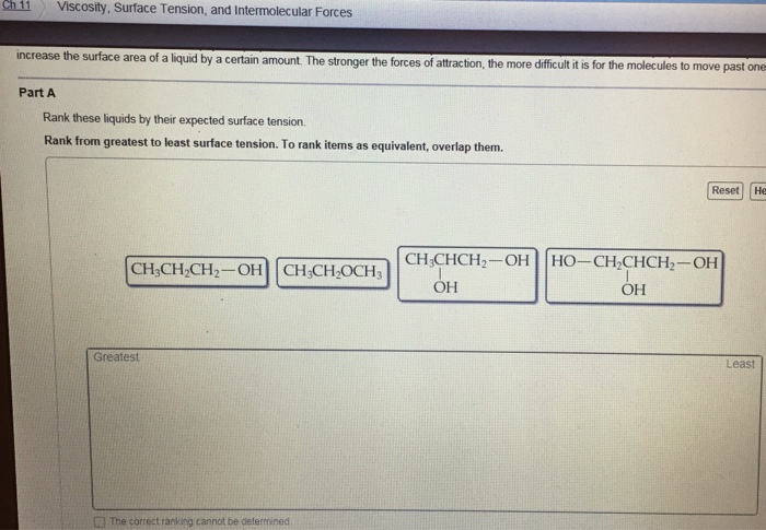 Rank These Liquids Their Expected Surface Tension Chegg 