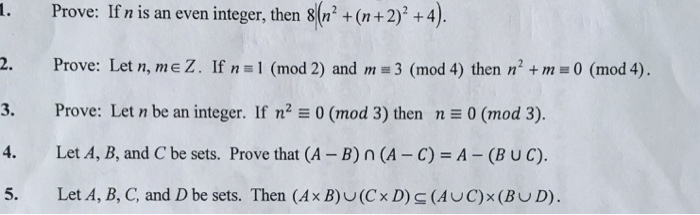 Solved I Prove If N Is An Even Integer Then 8 N2 N Chegg Com