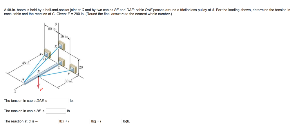 Solved A 48 In Boom Is Held By A Ball And Socket Joint A Chegg Com