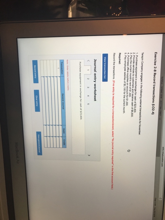 Solved: Exercise 2-2 Analyze The Impact Of Transactions On... | Chegg.com