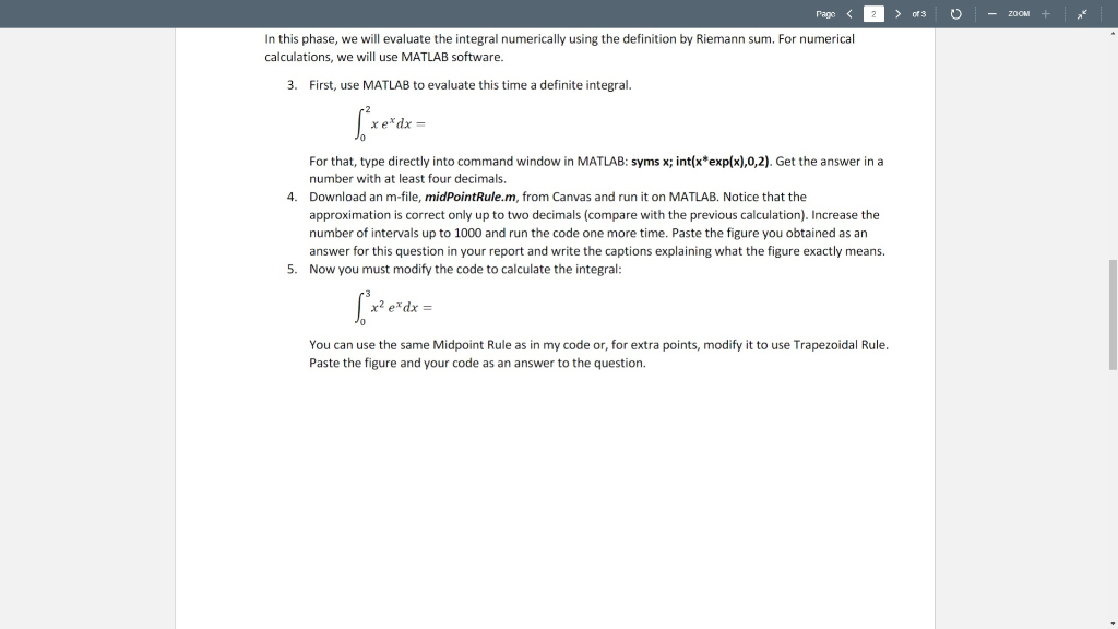 Page ZOOM+ In this phase, we will evaluate the integral numerically using the definition by Riemann sum. For numerical calcul