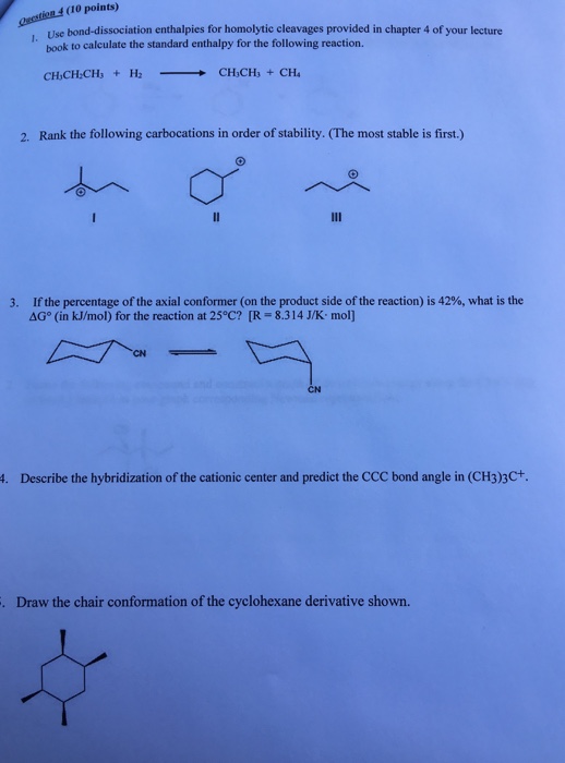 Solved Destien 1 10 Points Use Bond Dissociation Enthal