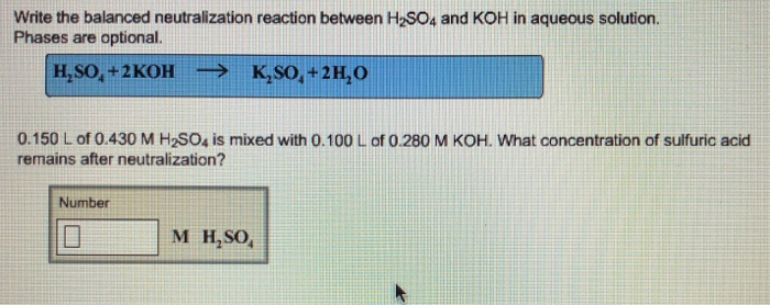 Solved Write The Balanced Neutralization Reaction Between Chegg Com