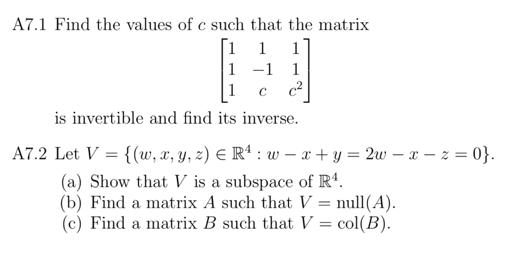 Solved 1 Find The Values Of C Such That The Matrix 1 Chegg Com