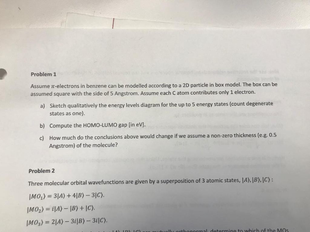 Solved: Benzene Be Can 1 Assume Mod In Problem N-electrons ...