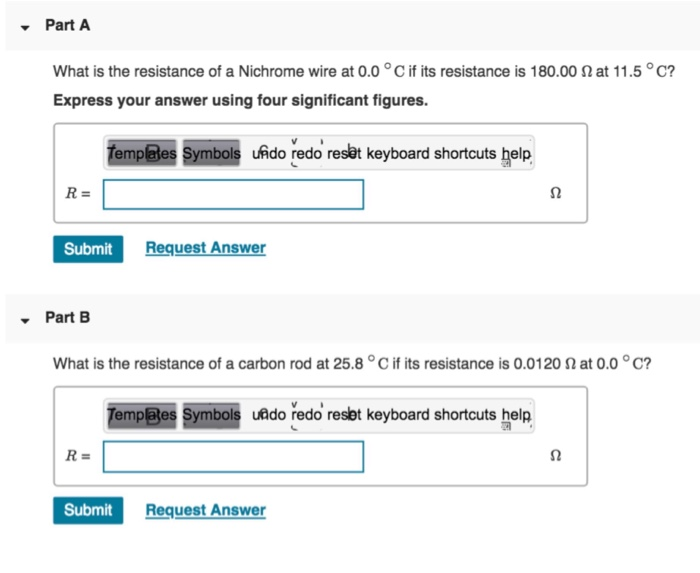 Solved Part A What is the resistance of a Nichrome wire at | Chegg.com