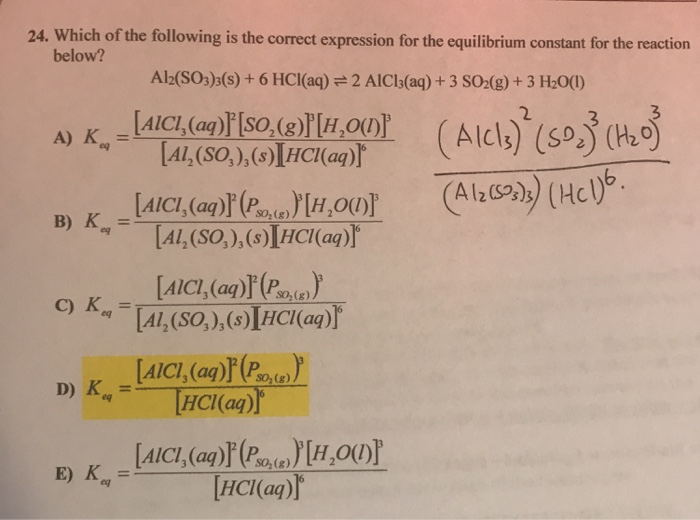 Solved 24 Which Of The Following Is The Correct Expressi Chegg Com