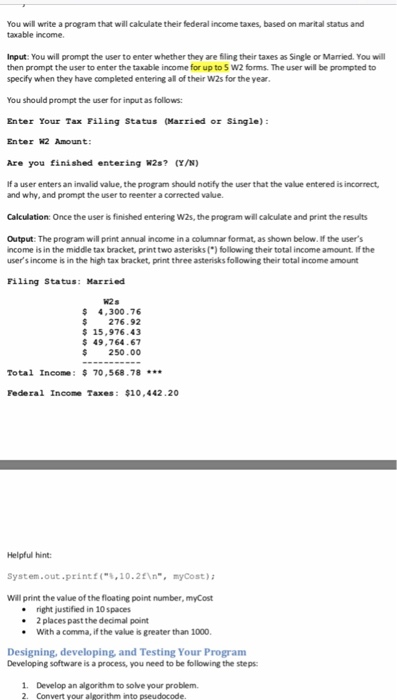 Solved You Will Write A Program That Calculate Their Question You Will Write A Program That Calculate Their Federal Income Ta Based On Marital Status