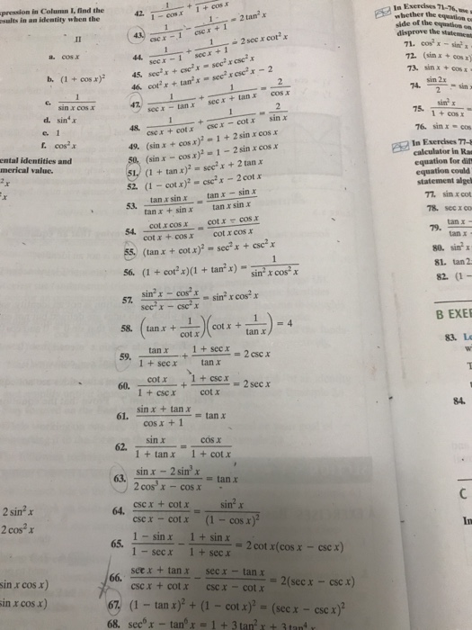 Solved In Exercdses 71 76 Es Whether The Equation C Side Chegg Com