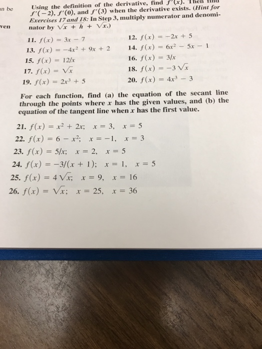 Solved Using The Definition Of The Derivative Find F X Chegg Com