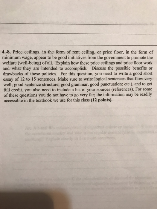 Solved 4 8 Price Ceilings In The Form Of Rent Ceiling