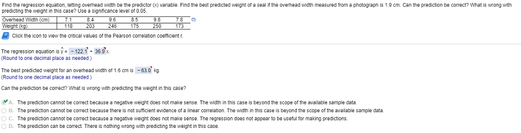 Solved: Find The Regression Equation, Letting Overhead Wid... | Chegg.com
