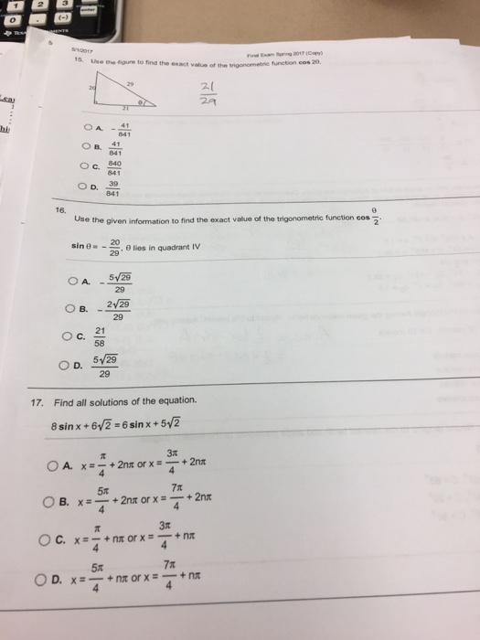 Use The Figure To Find The Exact Value Of The Chegg 