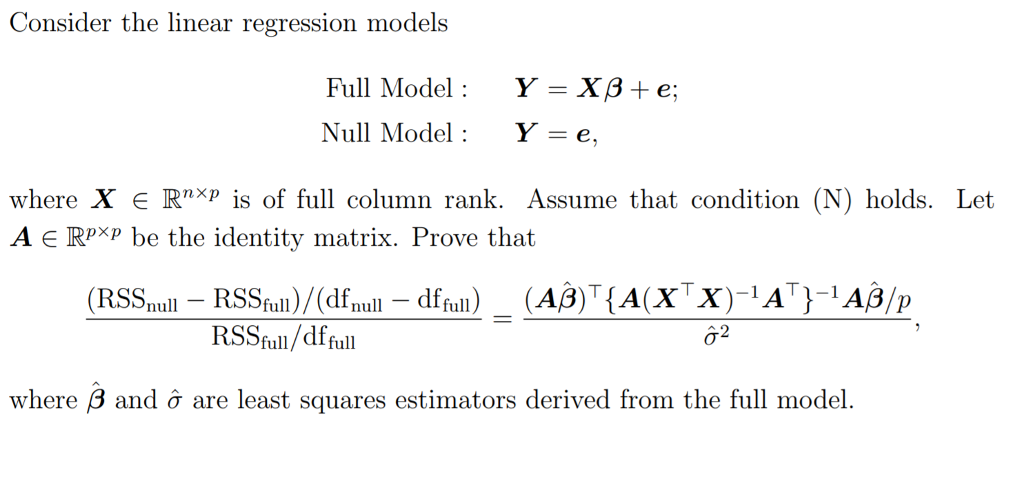 Solved Consider The Linear Regression Models Full Model Chegg Com