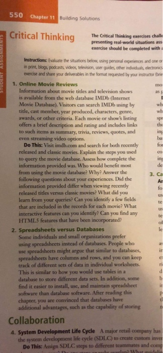 550 Chapter 11 Building Solutions Critical Thinking The Critical Thinking exercises challe presenting real-world situations a