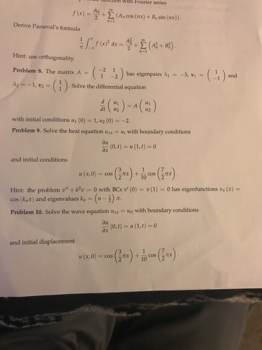 Solved Tuictior With Fourier Series F X 쏠 E Ancos Nx Chegg Com