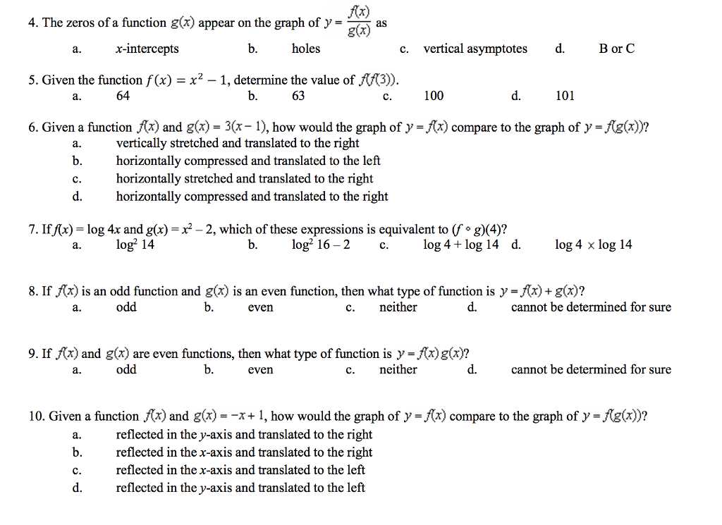 Solved 4 The Zeros Of A Function G X Appear On The Grap Chegg Com