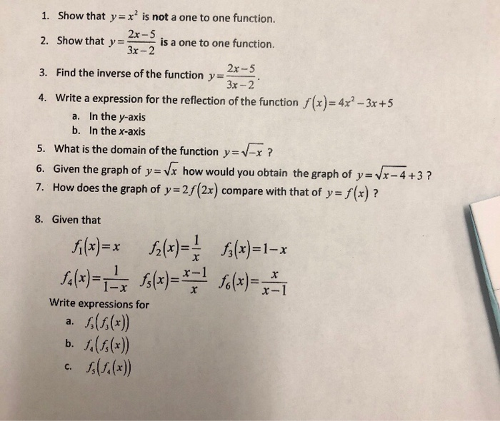 Solved 1 Show That Y X Is Not A One To One Function 2 Chegg Com