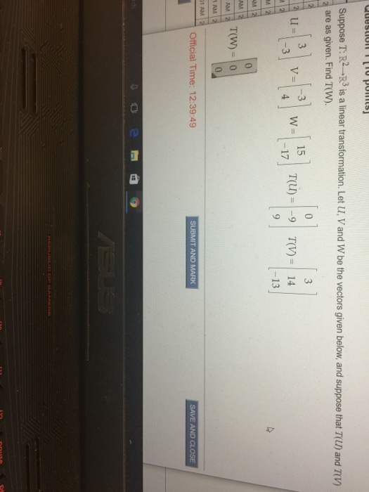 Solved Suppose T R2 R3 Is A Linear Transformation Let U Chegg Com