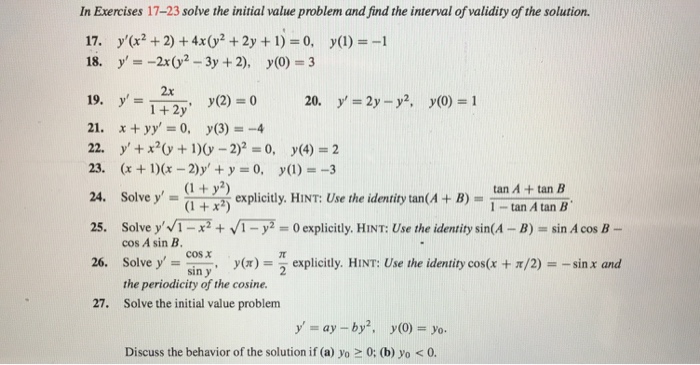 Solved In Exercises 17 23 Solve The Initial Value Problem Chegg Com