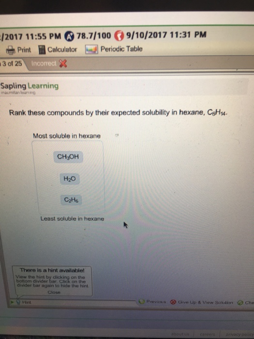 Solved Rank These Compounds By Their Expected Solubility