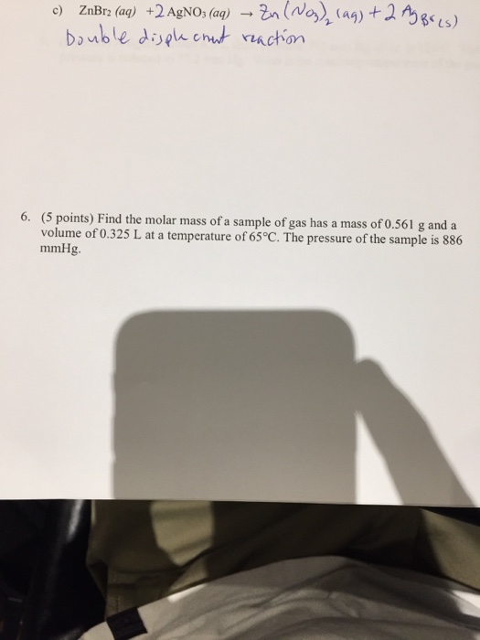 Solved Find The Molar Mass Of A Sample Of Gas Has A Mass