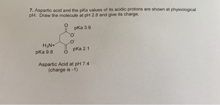 Solved 7. Aspartic Acid And The PKa Values Of Its Acidic