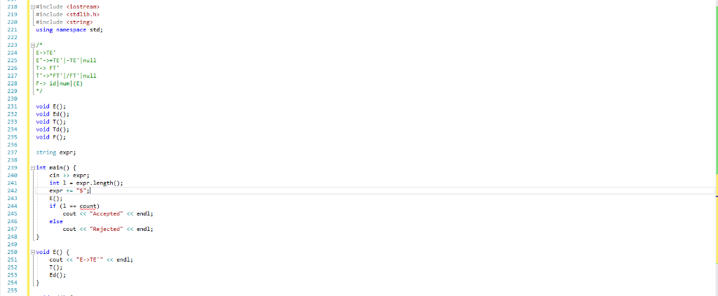 #include <iostream> #include <stdlib.h> #include <string> using namespace std; 218 219 221 225 E-+TE-TEnull 227 T-FT/FT nul