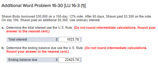 Solved Additional Word Problem 16 30 Lu 16 3 1 Shawn Chegg Com