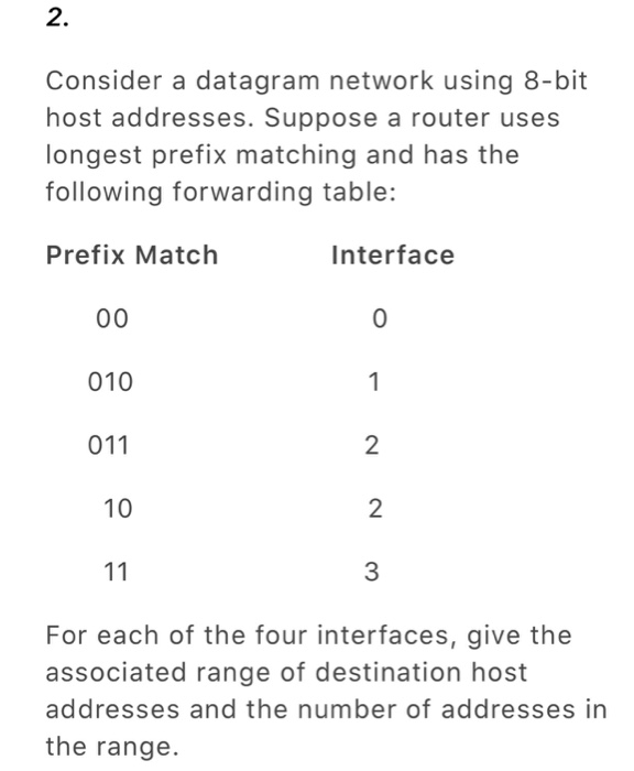 Solved 2 Consider A Datagram Network Using 8 Bit Host Ad