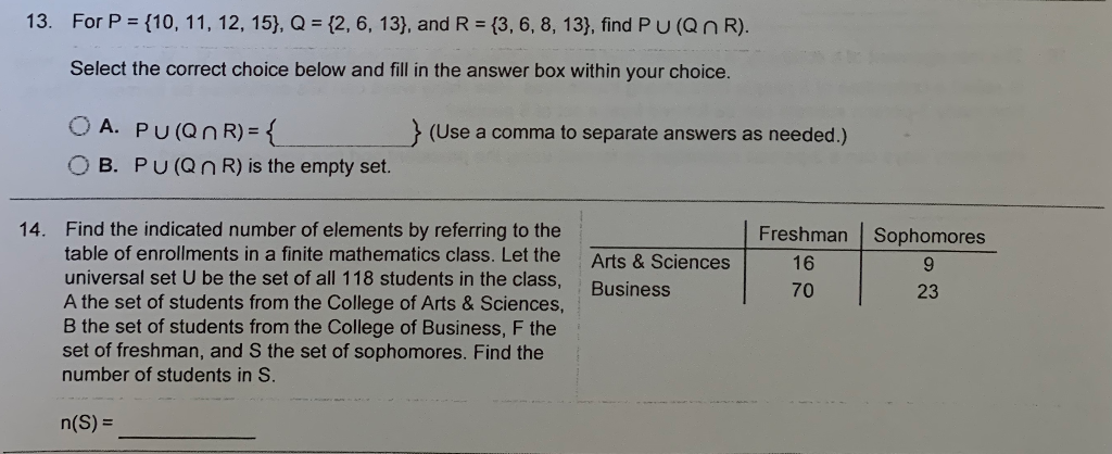 Solved 13 For P 10 11 12 15 Q 12 6 13 And R 3 Chegg Com