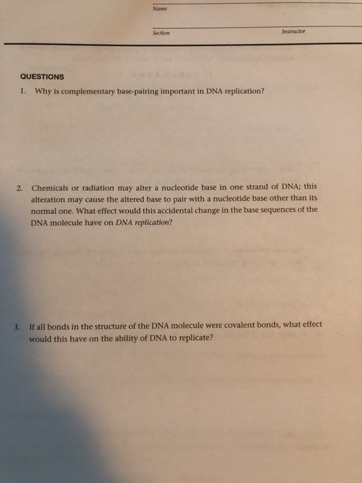 Solved Name Section Instructor Questions 1 Why Is Comple Chegg Com