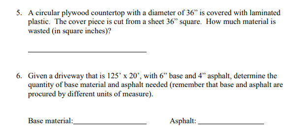 Solved 5 A Circular Plywood Countertop With A Diameter O