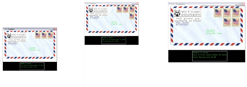 C++ Graphics NOLINGON 421 glison ove 1421 alisan av portlond, or 97232 PAR AV Joe Sith Conway AR 72035 ericssa pertlord.97232