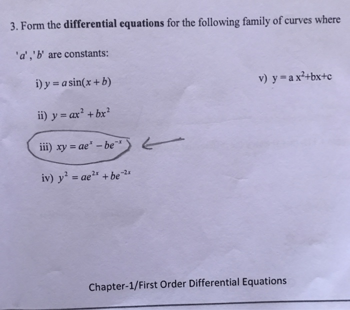 Solved 3 Form The Differential Equations For The Following Chegg Com