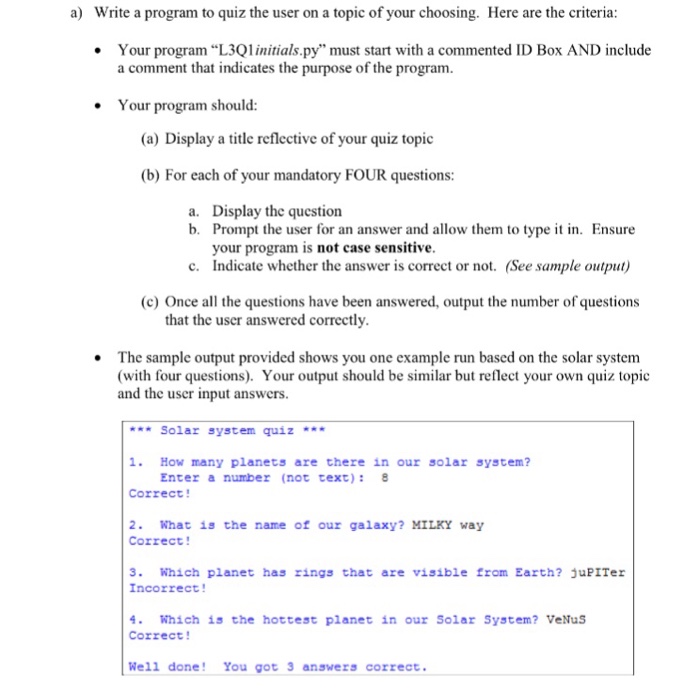 Solved Using Python 3 How Do You Ensure That Your Progra