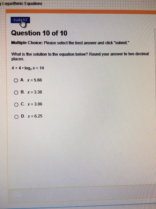 Solved What is the solution to the equation below? 4 + 4 | Chegg.com