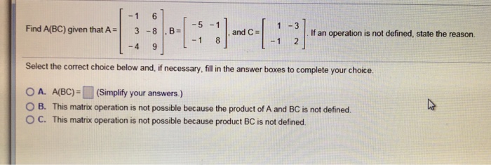 Solved 1 6 51 1 8 Find Abc Given That A3 8b If An O