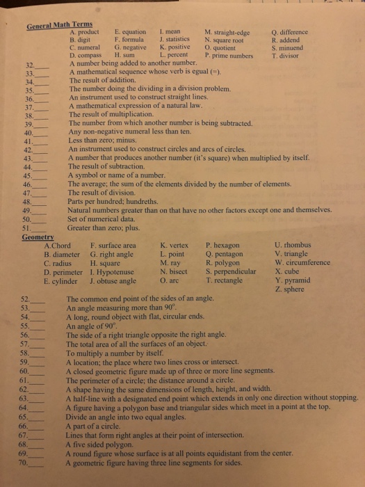 General Math Terms A Producte Equation I Meanm Chegg 