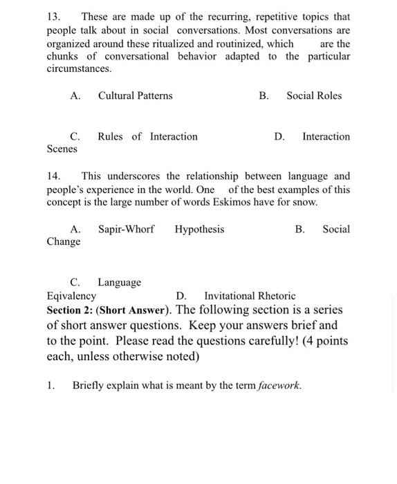 Chat Questions - Chats and Social Media language