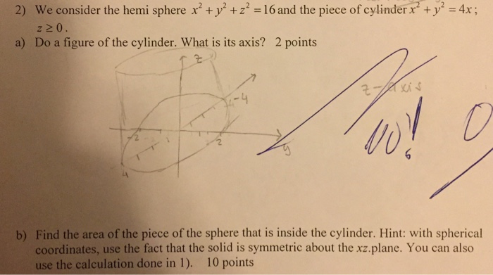 Solved We Consider The Hemi Sphere X 2 Y 2 Z 2 16 And Chegg Com