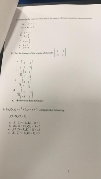 Solved D K 2 5 5 8 Find The Inverse Of The Matrix If Chegg Com