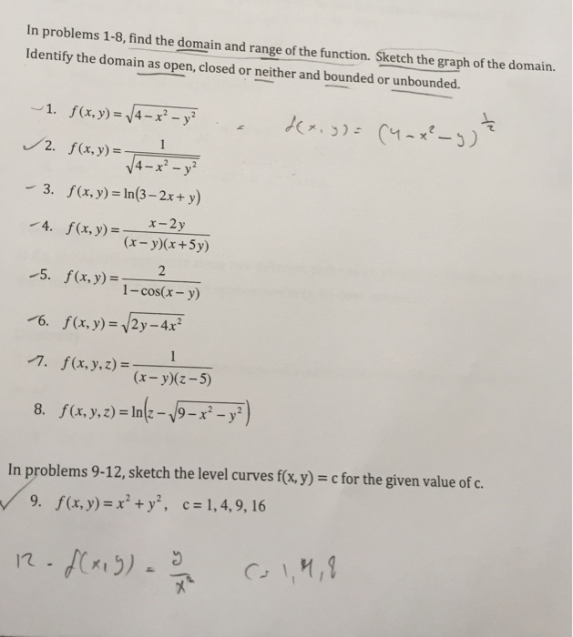 Solved In Problems 1 8 Find The Domain And Range Of The Chegg Com