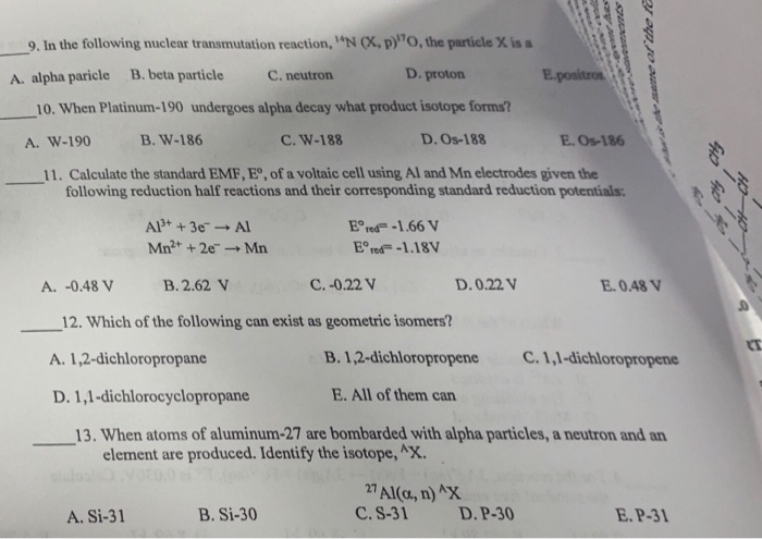 Solved 9 In The Following Nuclear Transmutation Reaction Chegg Com