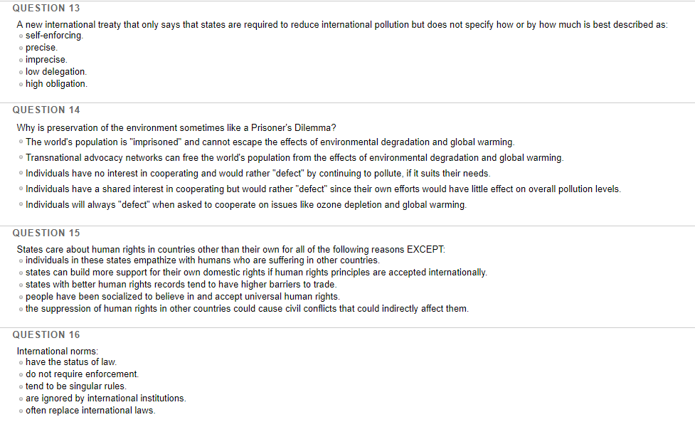 Solved Question 13 A New International Treaty That Only S - 