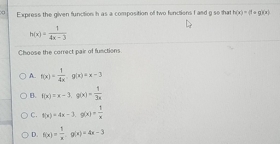 Solved Express The Given Function H As A Composition Of T Chegg Com