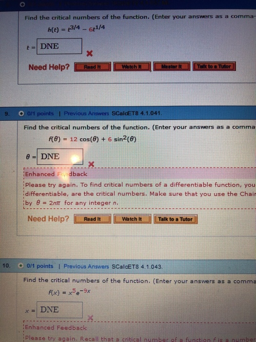 Solved Find The Critical Numbers Of The Function Enter