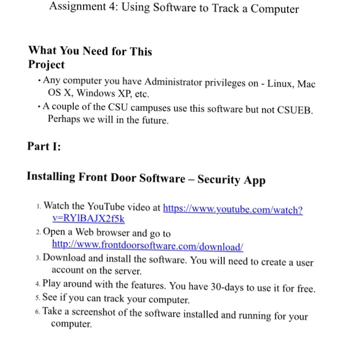 Solved Assignment 4 Using Software To Track A Computer W