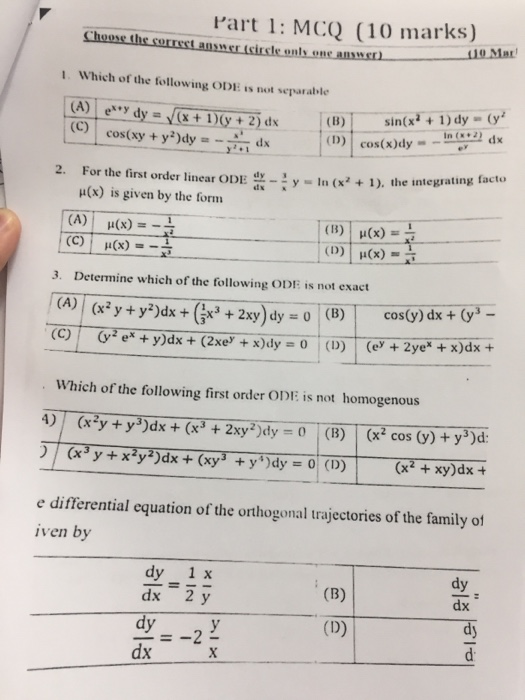 Solved Part 1 Mcq 10 Marks Choose The Correct Answer Chegg Com