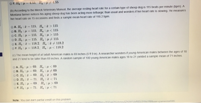 Solved Pothesis Hla In Symbolic Form 1 Point For Eac Chegg Com